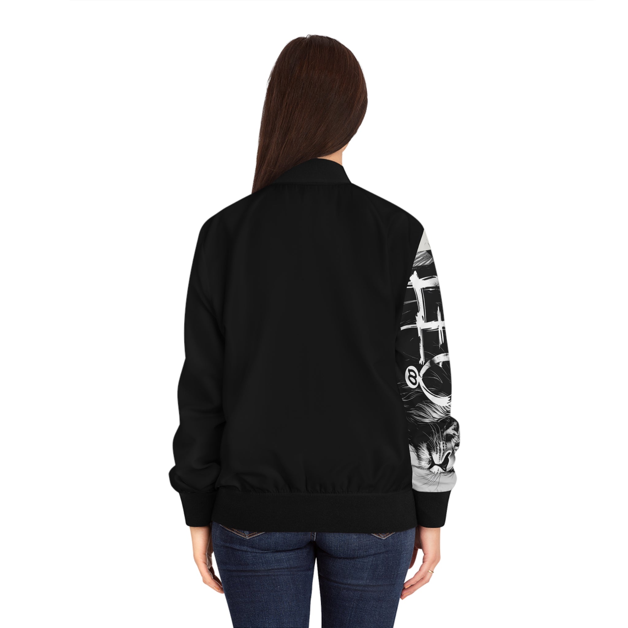 Leo Women’s Bomber Jacket – Trendy Lion Design AOP Outerwear, Casual Streetwear Gift