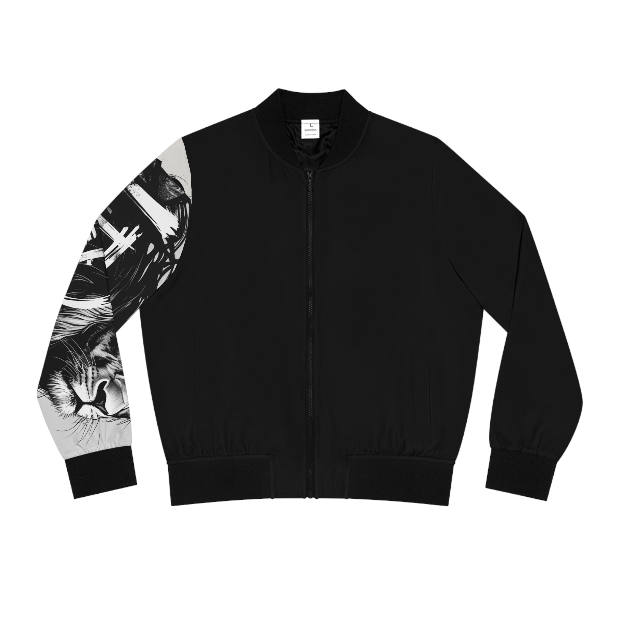 Leo Women’s Bomber Jacket – Trendy Lion Design AOP Outerwear, Casual Streetwear Gift