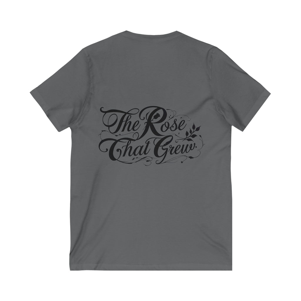 Inspirational V-Neck Tee - "The Rose That Grew" Motivational Shirt, Unisex Tee for Gift, Everyday Wear, Self-Expression, Positive Vibes