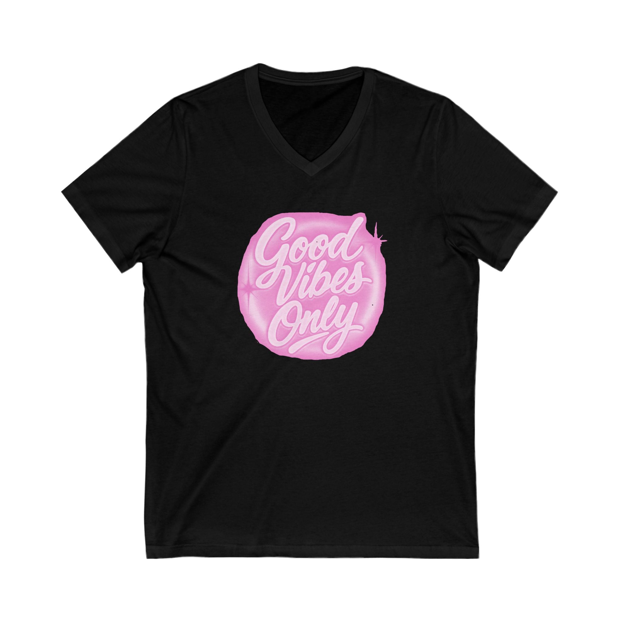 Good Vibes Only Unisex V-Neck Tee, Positive Affirmation Shirt, Casual Summer Top, Gift for Friend, Everyday Wear, Motivational Apparel