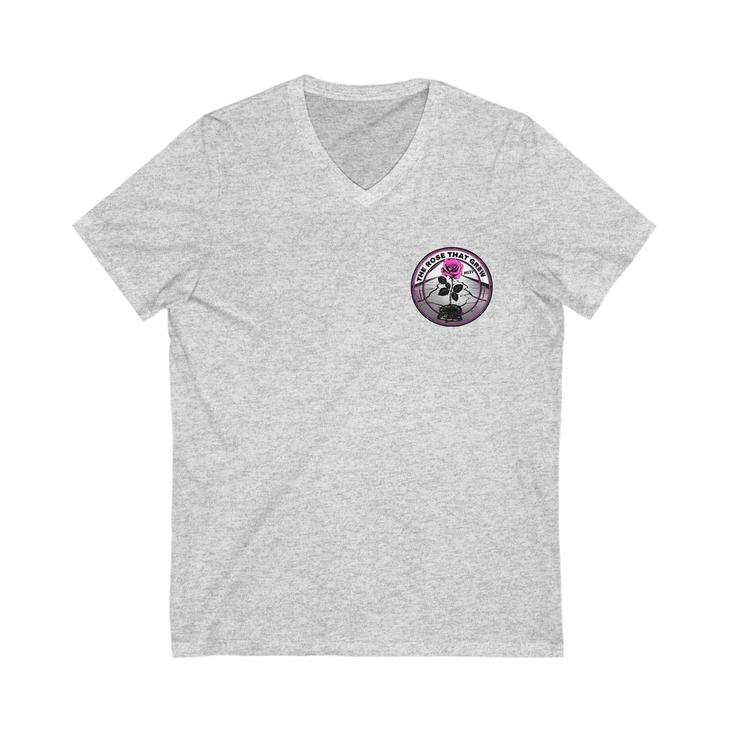 Inspirational V-Neck Tee - "The Rose That Grew" Motivational Shirt, Unisex Tee for Gift, Everyday Wear, Self-Expression, Positive Vibes