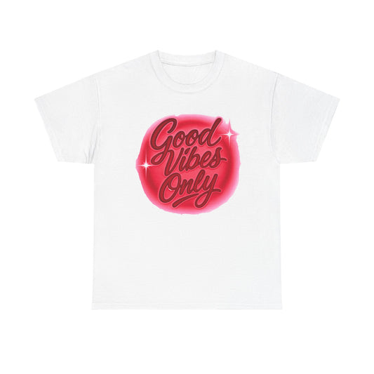 Good Vibes Only Unisex Heavy Cotton Tee, Positive Energy Shirt, Casual Graphic Tee, Gift for Friends, Summer Outfit