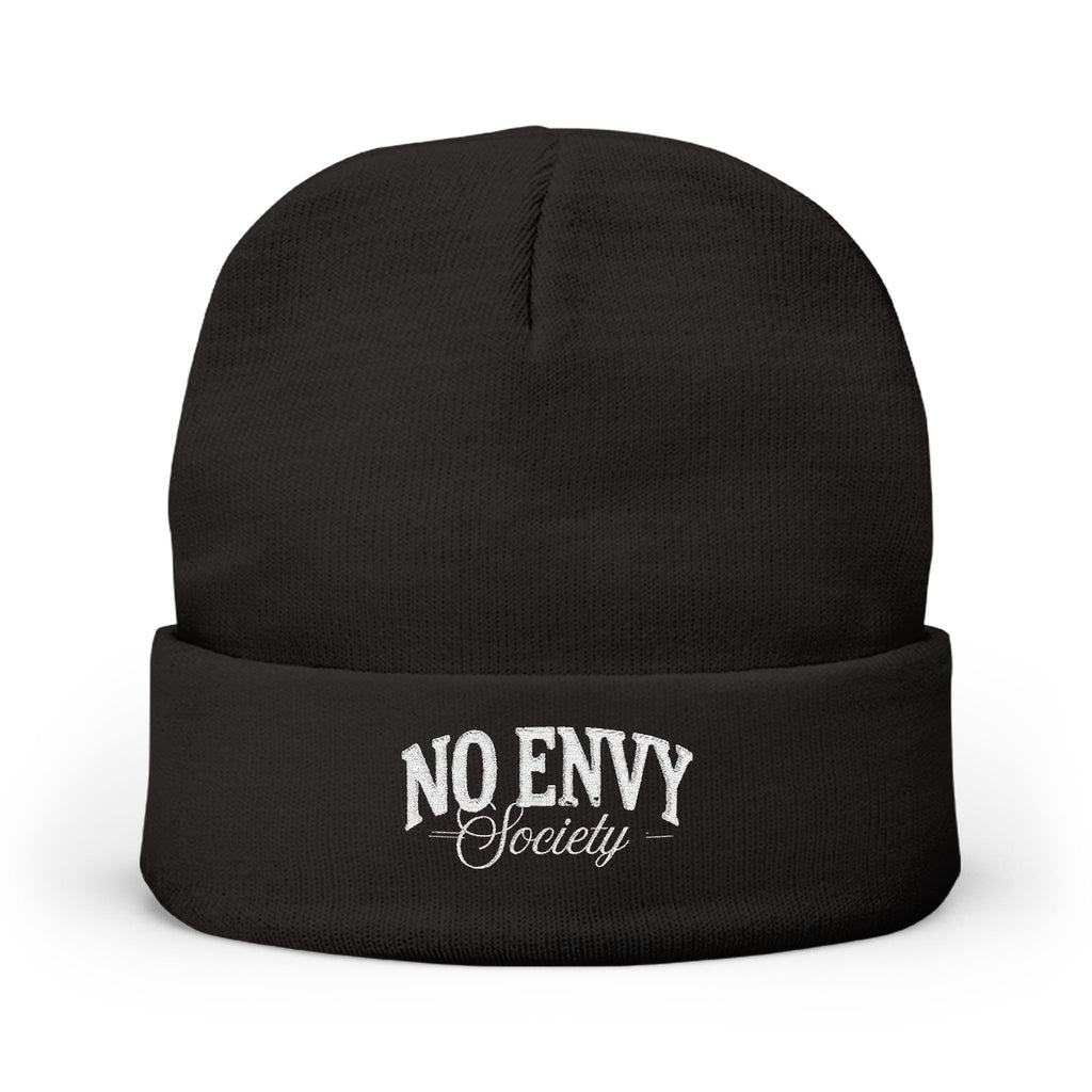 Cozy Knitted Beanie with Embroidery, Perfect for Winter Style, Great Gift for Friends, Unisex Beanie Hat, No Envy Society Design, [...]