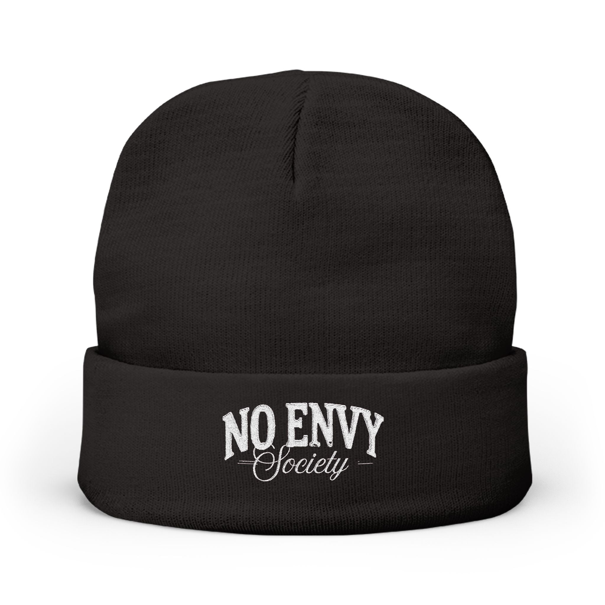 Cozy Knitted Beanie with Embroidery, Perfect for Winter Style, Great Gift for Friends, Unisex Beanie Hat, No Envy Society Design, [...]
