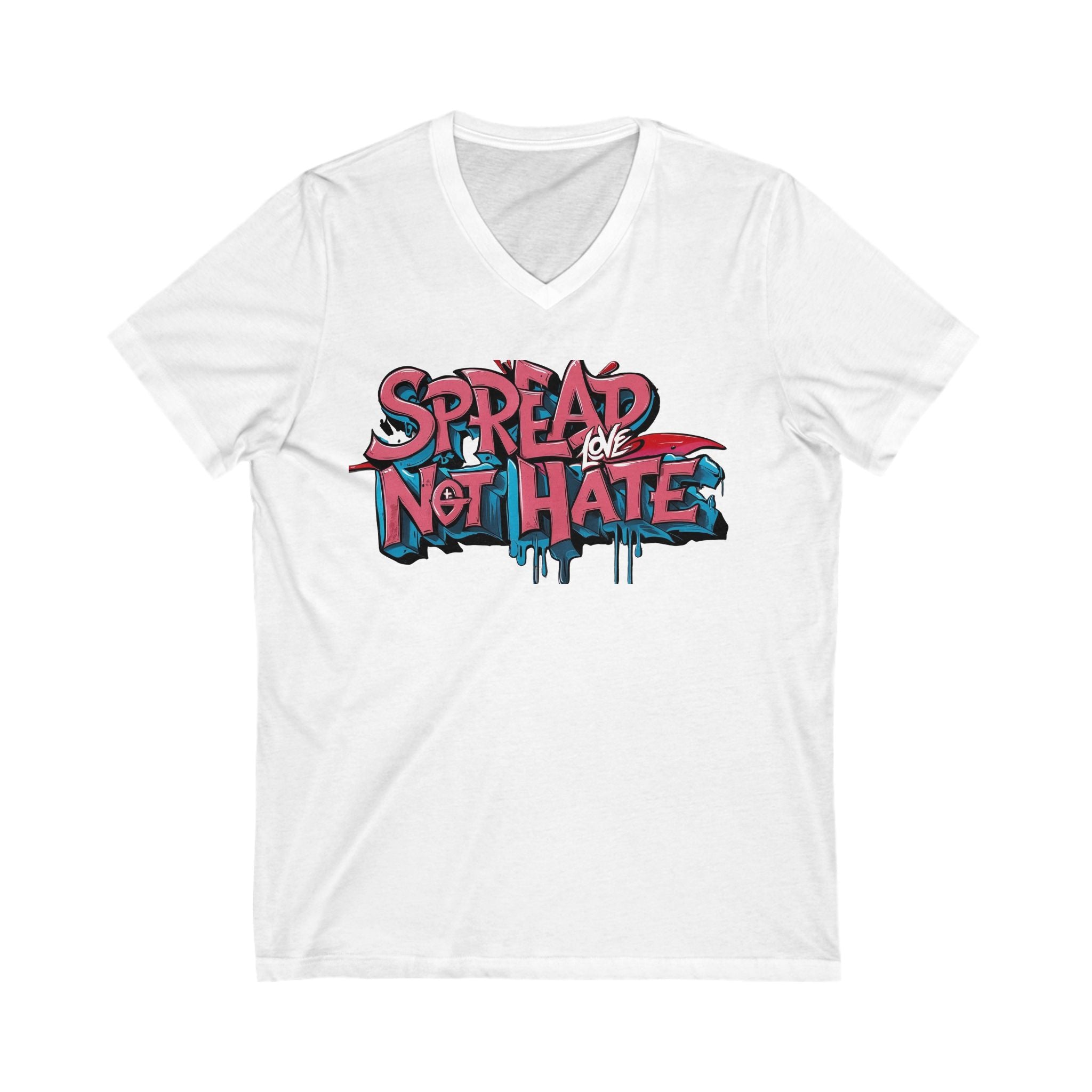 Spread Love Not Hate V-Neck Tee, Unisex Inspirational Shirt, Casual Everyday Wear, Gift for Friends, Positive Message Tee
