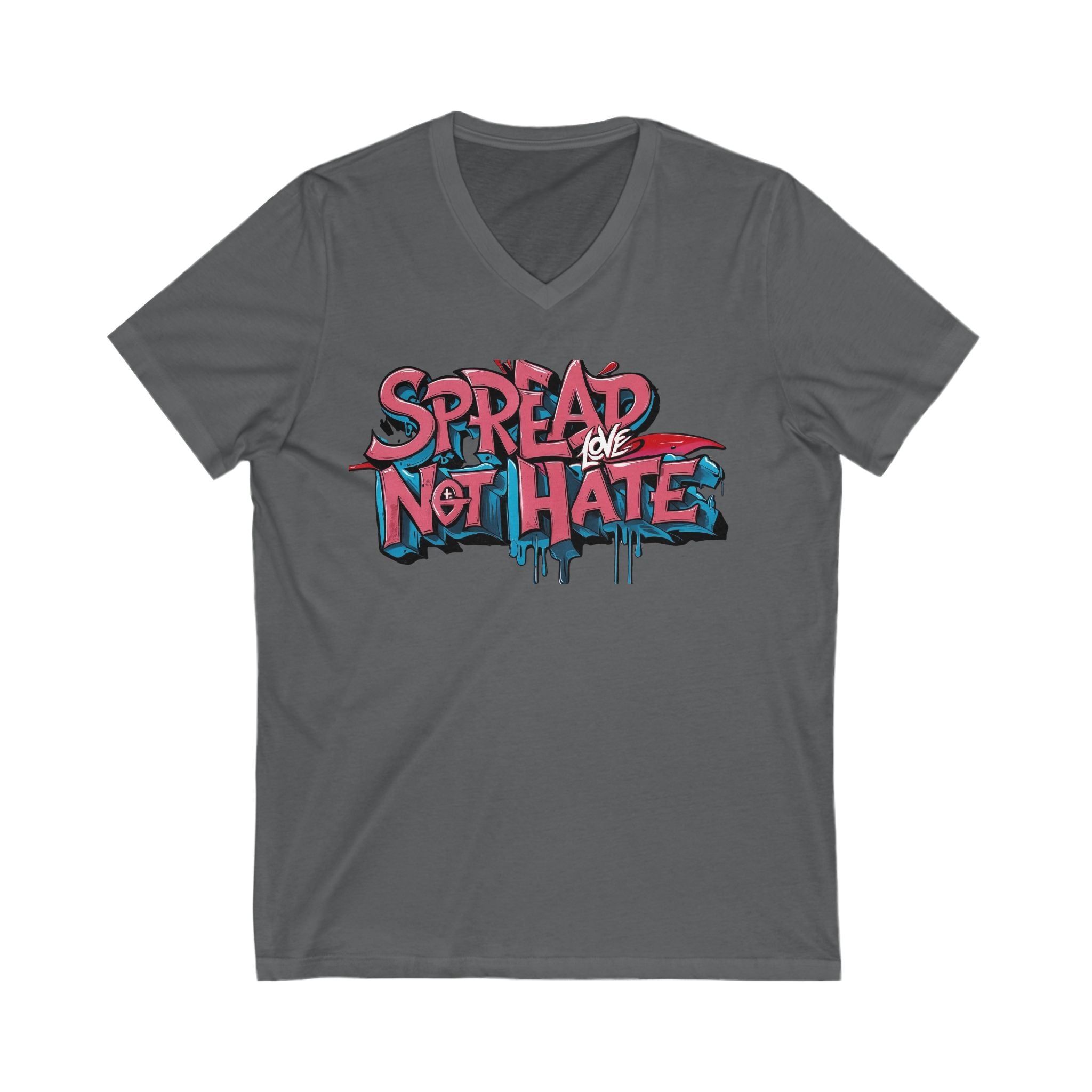 Spread Love Not Hate V-Neck Tee, Unisex Inspirational Shirt, Casual Everyday Wear, Gift for Friends, Positive Message Tee