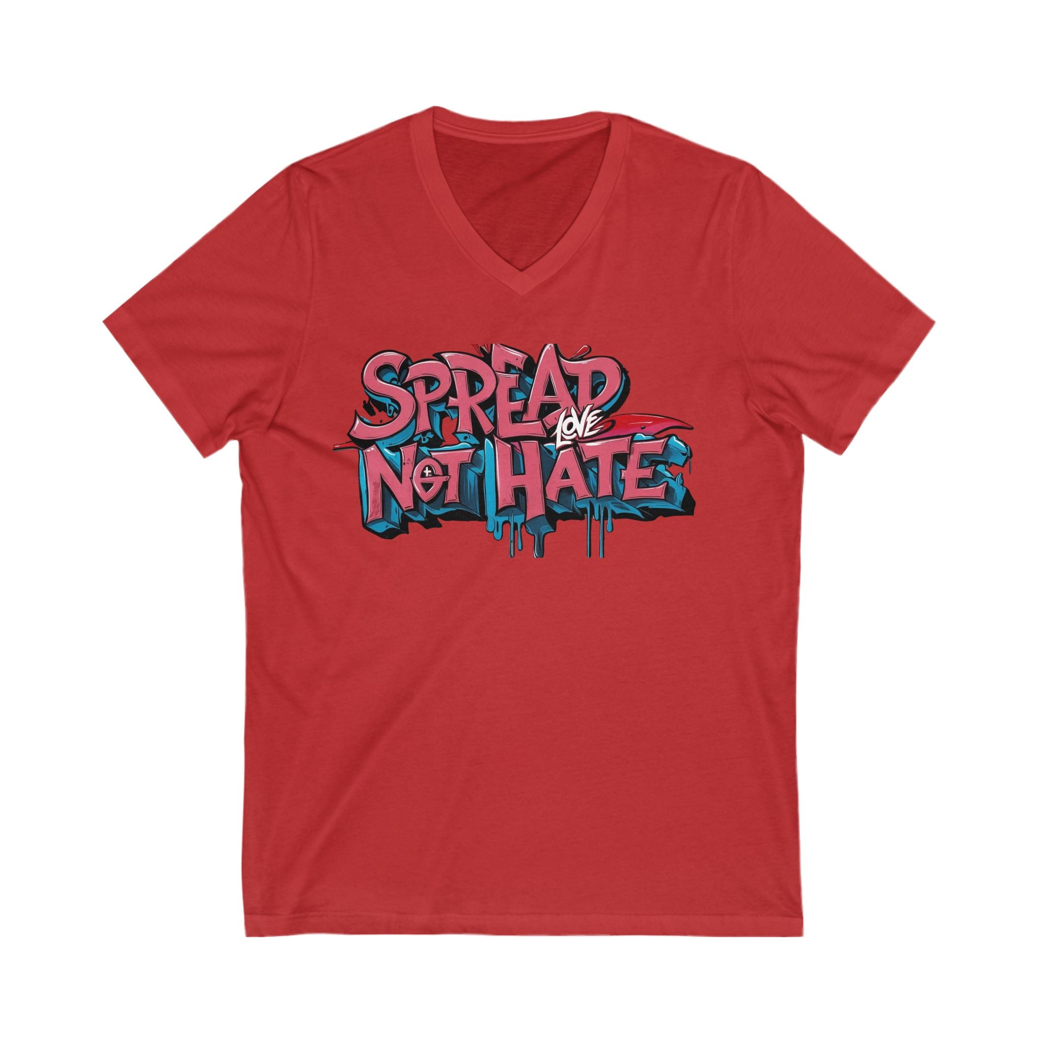 Spread Love Not Hate V-Neck Tee, Unisex Inspirational Shirt, Casual Everyday Wear, Gift for Friends, Positive Message Tee