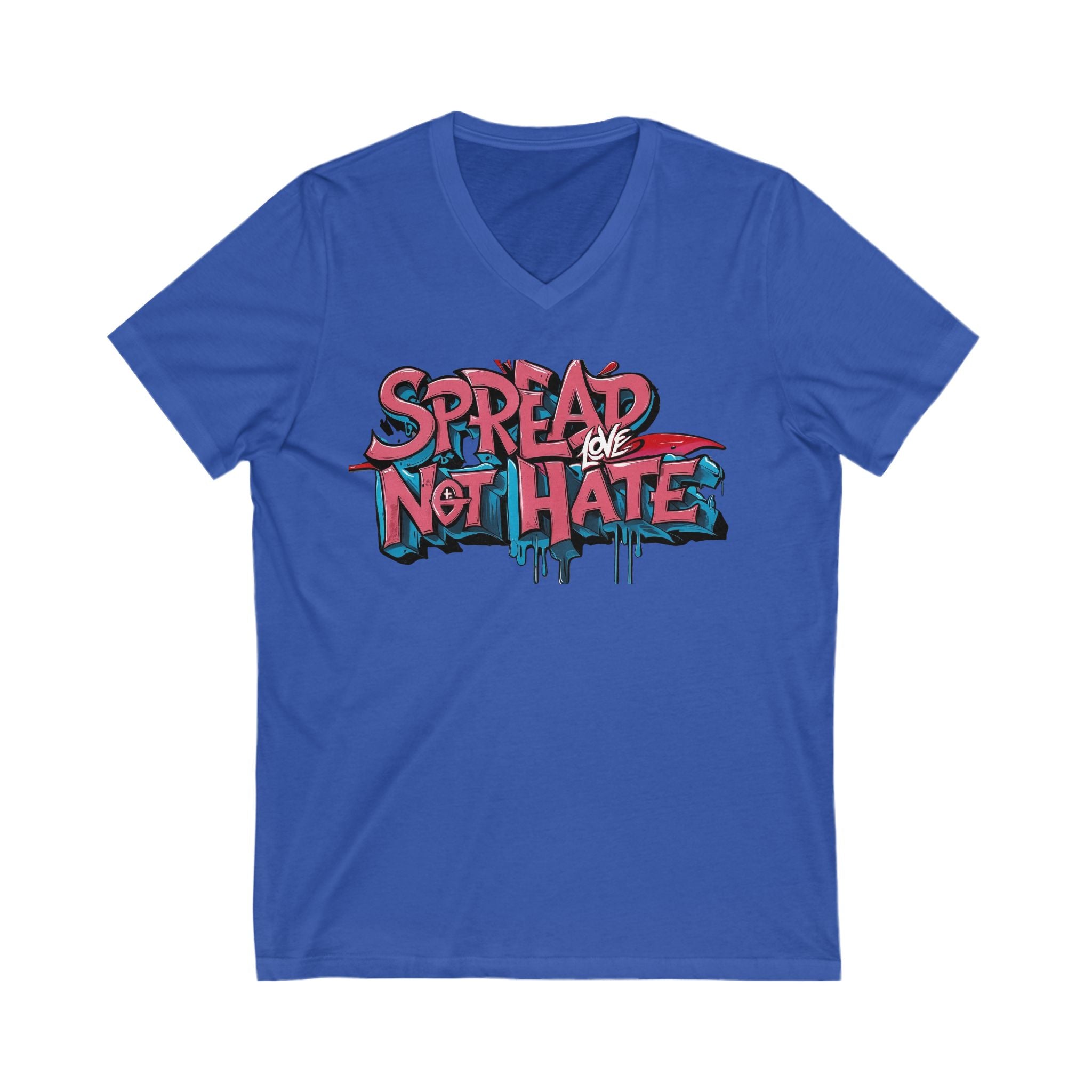 Spread Love Not Hate V-Neck Tee, Unisex Inspirational Shirt, Casual Everyday Wear, Gift for Friends, Positive Message Tee