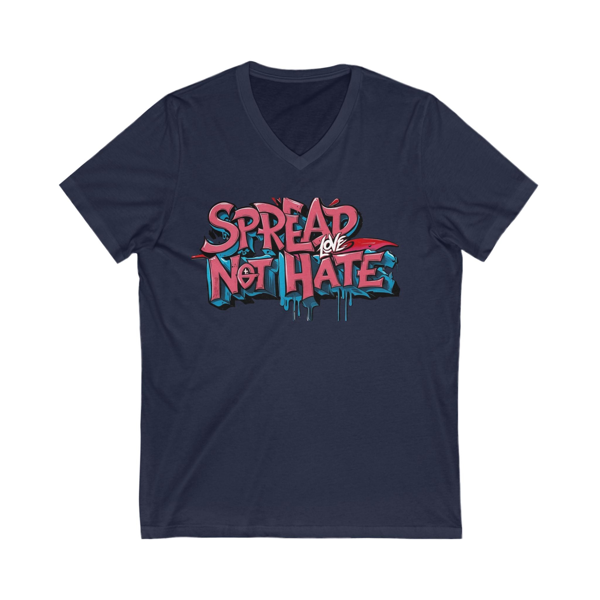 Spread Love Not Hate V-Neck Tee, Unisex Inspirational Shirt, Casual Everyday Wear, Gift for Friends, Positive Message Tee