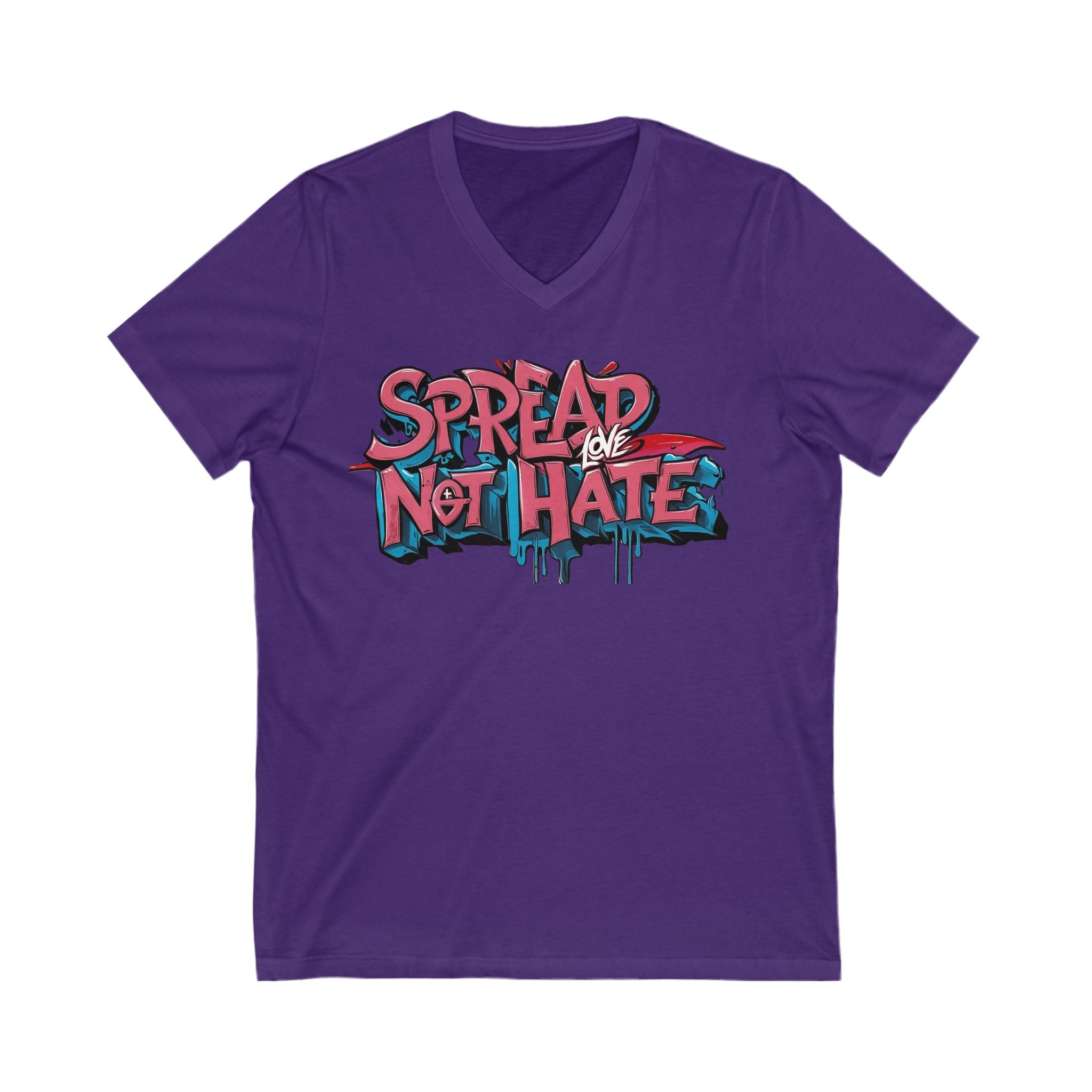 Spread Love Not Hate V-Neck Tee, Unisex Inspirational Shirt, Casual Everyday Wear, Gift for Friends, Positive Message Tee