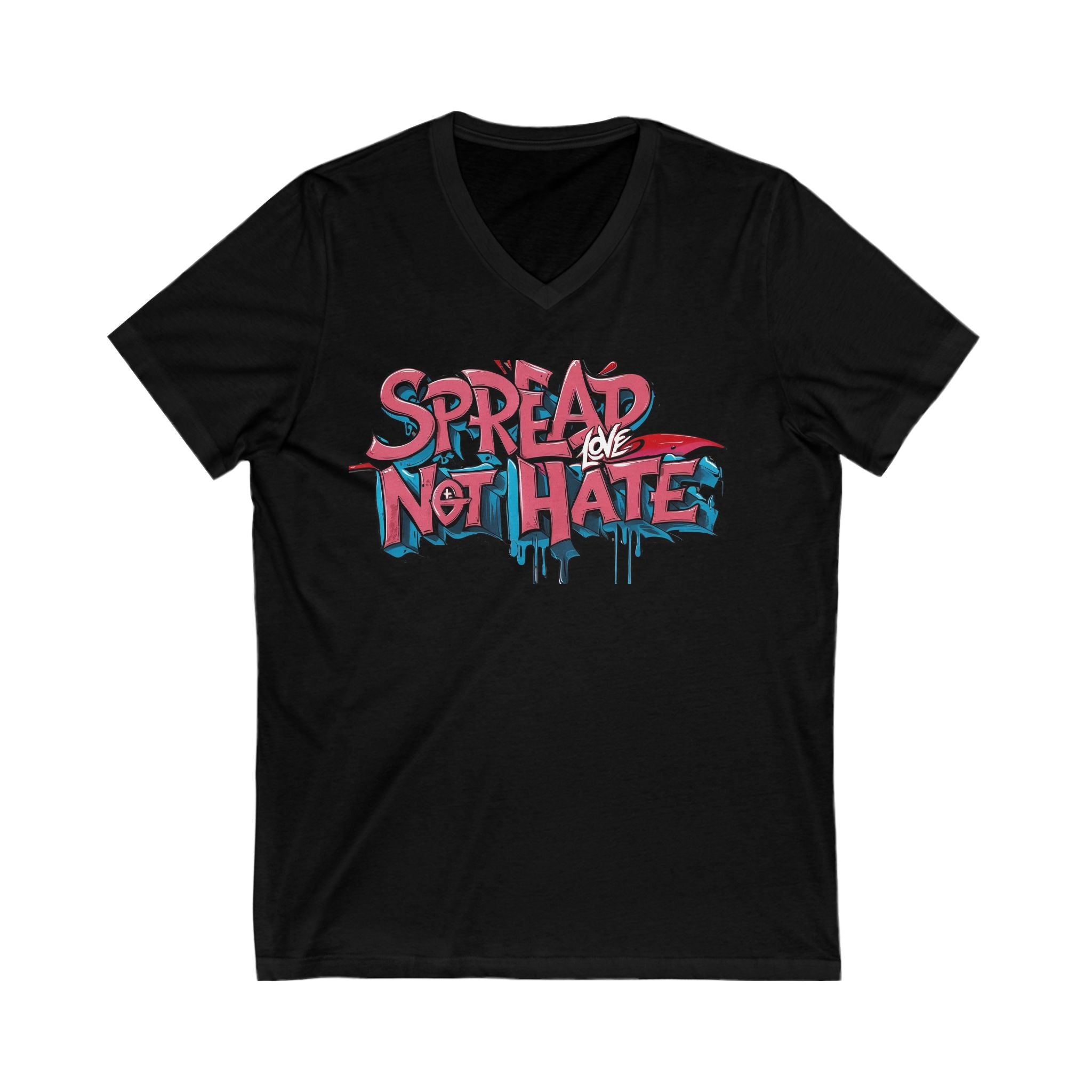 Spread Love Not Hate V-Neck Tee, Unisex Inspirational Shirt, Casual Everyday Wear, Gift for Friends, Positive Message Tee