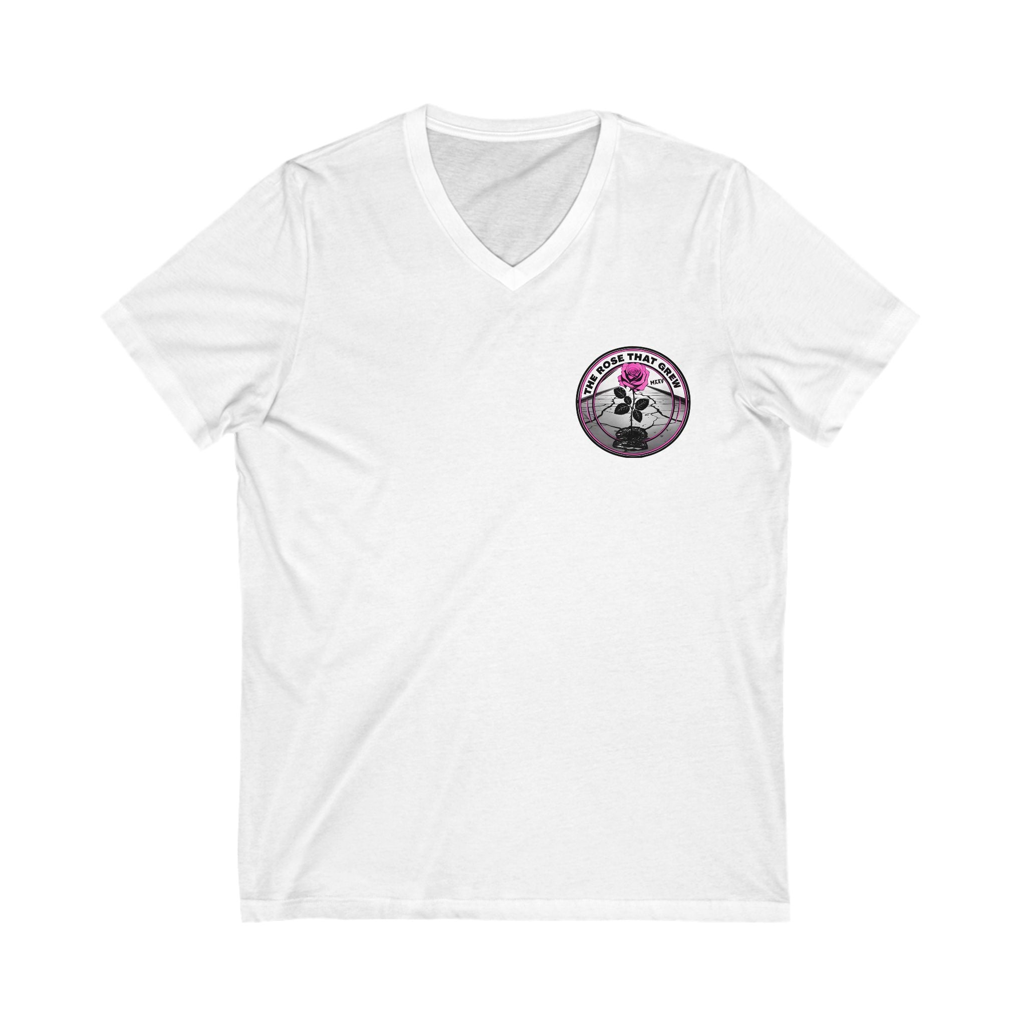 Inspirational V-Neck Tee - "The Rose That Grew" Motivational Shirt, Unisex Tee for Gift, Everyday Wear, Self-Expression, Positive Vibes
