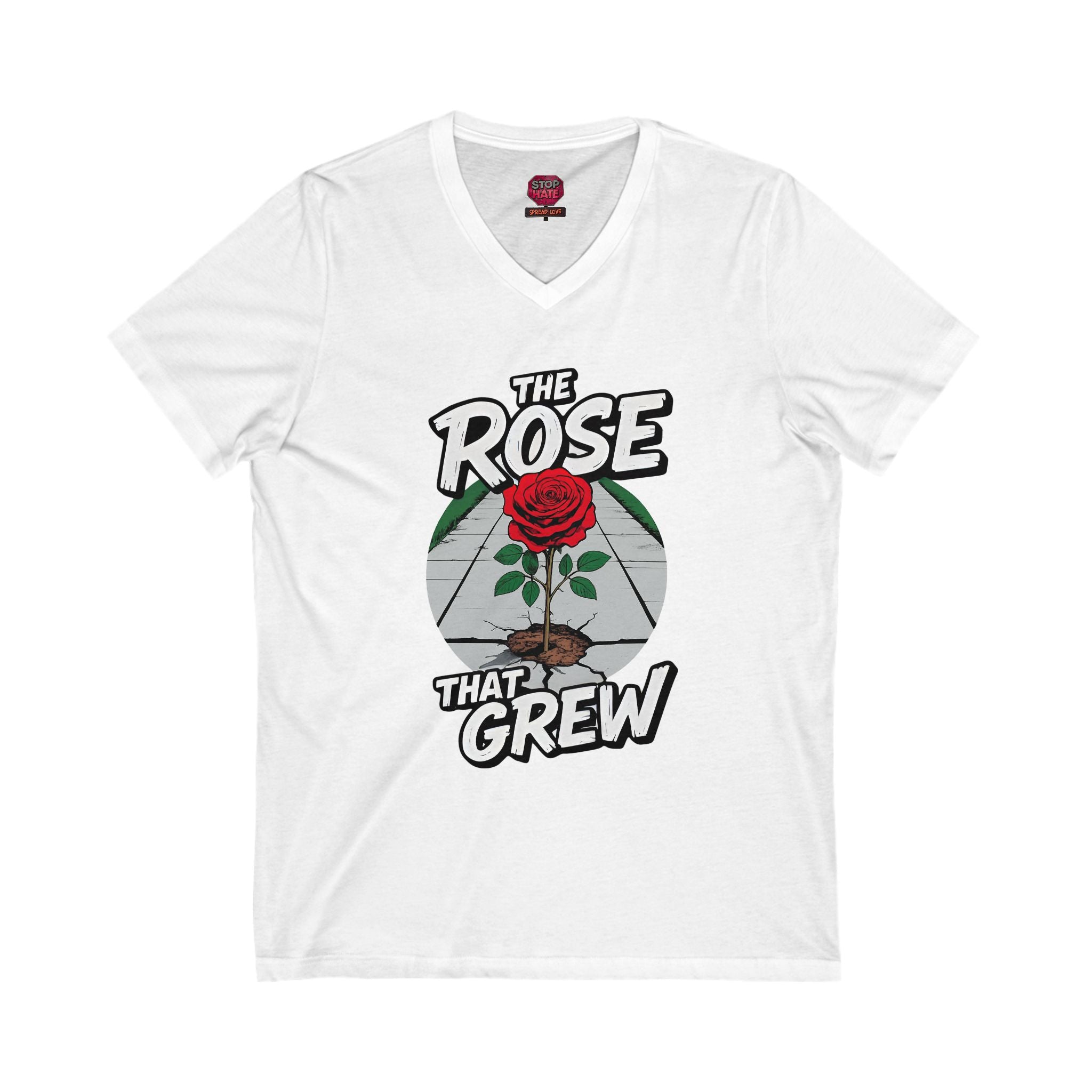 Rose Growth V-Neck Tee, Inspirational T-Shirt, Gift for Gardeners, Nature Lovers, Motivational Apparel, Unique Graphic Tee