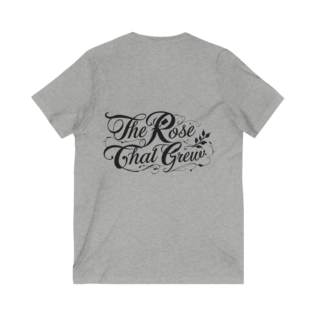Inspirational V-Neck Tee - "The Rose That Grew" Motivational Shirt, Unisex Tee for Gift, Everyday Wear, Self-Expression, Positive Vibes