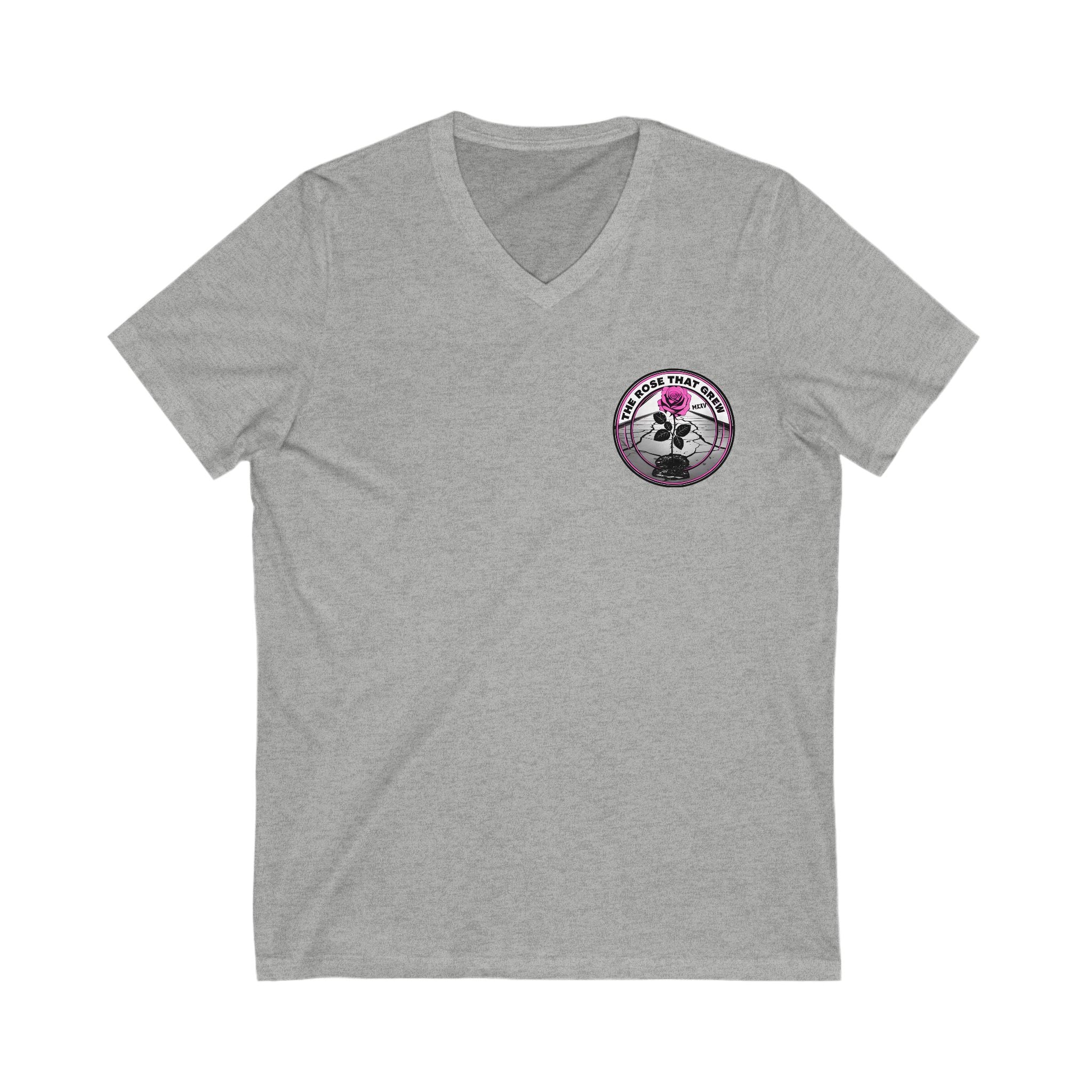 Inspirational V-Neck Tee - "The Rose That Grew" Motivational Shirt, Unisex Tee for Gift, Everyday Wear, Self-Expression, Positive Vibes